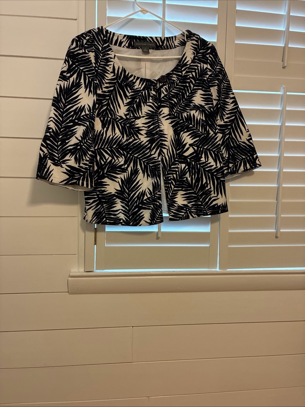 Josephine Chaus Navy & White Palm-Print Short Jacket - Size 8